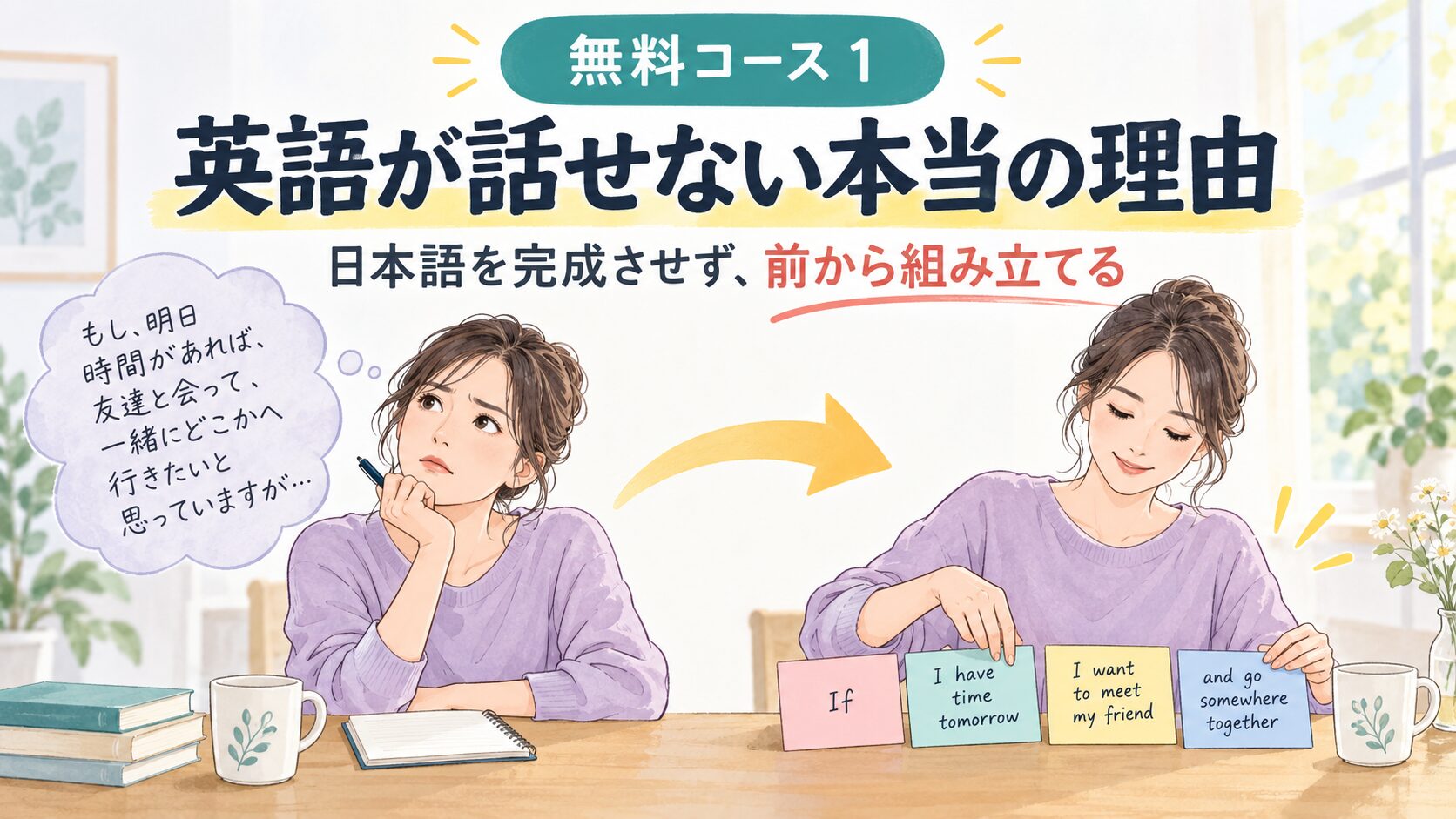 無料コース1 英語が話せない本当の理由――日本語を完成させず前から組み立てる